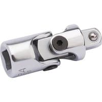Chrome Elora universal joint, 3/8" square drive, 55mm length, with swivel mechanism and polished finish.