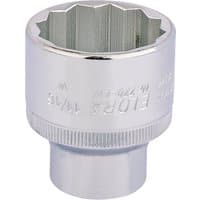 Elora Whitworth Bi-Hexagon Socket, shiny silver, 1/2" square drive, 11/16" size, engraved branding.