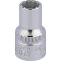 Elora Whitworth Bi-Hexagon Socket, shiny silver, 1/2" square drive, 3/16" size, with engraved brand name.