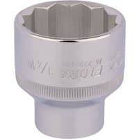 Elora Whitworth Bi-Hexagon Socket, 1/2" Sq. Dr., 3/4", shiny silver finish with engraved branding and knurled grip.