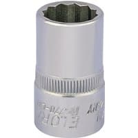 Elora Whitworth Bi-Hexagon Socket, chrome finish, 1/2" square drive, 5/16" size, knurled grip, engraved branding.