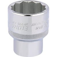 Silver Elora Whitworth bi-hexagon socket, 1/2" square drive, 5/8" size, with engraved branding and knurled grip.