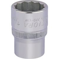 Silver Elora Bi-Hexagon socket, 1/2" square drive, 7/16", with engraved branding and knurled grip.