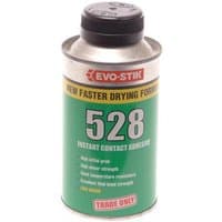 Evo-Stik 528 Instant Contact Adhesive 500ml, green can with black cap and red logo, labeled for high strength bonding.