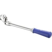 Silver Facom 3/8" drive flexible headed ratchet with a blue ergonomic handle and a pivoting head.
