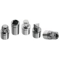 13-piece chrome drain plug bits set with various geometric shapes by Facom.