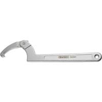 Silver Facom hinged hook and pin wrench, adjustable 114-159mm, with a smooth handle and pivoting hook end.