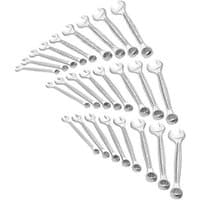 Facom 25 piece combination spanner set, silver wrenches ranging from 6mm to 34mm, arranged in ascending order.
