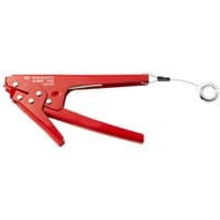 Red Facom 455BSLS plastic cable-tie pliers with metal tensioning lever and attached coiled safety wire.
