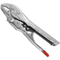 Silver Facom 580.6 lock grip pliers, 150mm, with curved jaws, adjustment screw, and red-tipped release lever.