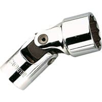 Facom J.3/4F 3/8" drive OGV hinged socket, shiny chrome finish, pivoting joint, and 3/4" hexagonal opening.