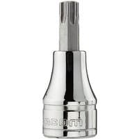 Facom JX series 3/8" drive Torx bit socket, shiny chrome finish, cylindrical base, engraved branding.