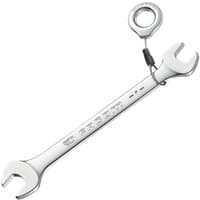 Silver Facom metric open end spanner with dual open ends and safety lanyard attachment point.