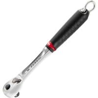Facom RL.171SLS 1/4" pear head ratchet, silver with black grip handle and red accent, loop for safety attachment.