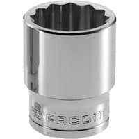 Facom S Series 1/2" drive 12-point OGV socket, chrome finish, standard length, engraved branding.