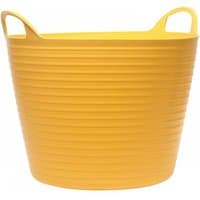Yellow Faithfull Flex Tub, 28 litre capacity, with ribbed sides and two sturdy handles.