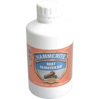 White Hammerite Rust Remover Concentrate bottle with orange label and blue logo, featuring a shield design.