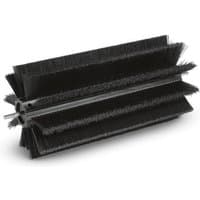 Black Kärcher roller brush with dense bristles and a central metal rod for moisture-proof cleaning.