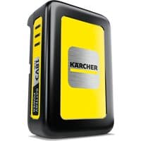 Yellow and black Karcher 18V battery with silver logo and 2.5Ah capacity indicator on the side.