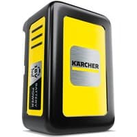 Black and yellow Karcher 18V battery with silver logo and vented sides, 5.0Ah capacity.