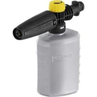 Gray Karcher foam nozzle bottle with black nozzle and yellow adjustment knob for K pressure washers.