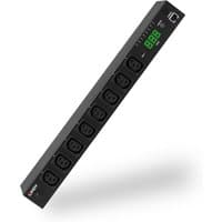 Black Lindy IPower Switch Classic 8 with eight sockets, digital display, and LED indicators on a slim rectangular design.