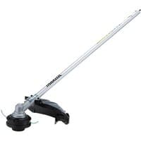 Makita brush cutter attachment with silver shaft, black trimmer head, and protective guard for multi-function power units.