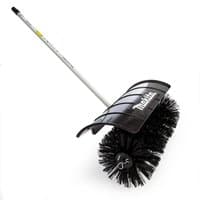 Makita split shaft roller brush attachment with black bristles and silver handle, designed for outdoor cleaning tasks.