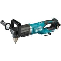 Makita DA001GZ01 40VMAX angle drill, teal and black, ergonomic handle, side grip, bare unit without battery.