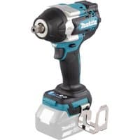 Blue and black Makita cordless impact wrench with 1/2" drive, ergonomic grip, and metal belt clip.