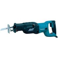 Blue and black Makita reciprocating saw with ergonomic handle and visible blade.