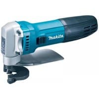 Blue and silver Makita metal shear with black grip handle and 1.6mm cutting capacity.