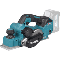 Makita KP001GZ03 40Vmax Planer, teal and black, 82mm blade, ergonomic handle, battery slot visible.