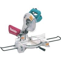 Makita LS1040N mitre saw, silver with teal handle, 260mm blade, and red dust bag.