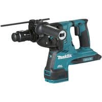 Blue and black Makita rotary hammer with quick-change chuck, ergonomic handle, and brushless motor.