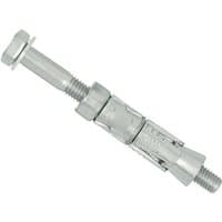 Rawlbolt Loose Bolt M6/10L, silver metal with hexagonal head and expanding sleeve, by Rawlplug.