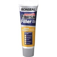Ronseal Smooth Finish Super Flexible Filler tube, white cap, yellow and blue label with bold black and red text.