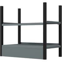 Sealey modular racking base unit with two grey shelves and black vertical supports, measuring 580mm.