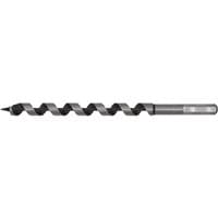 Auger wood drill bit, 14mm diameter, 235mm length, with spiral flutes and hex shank, black and silver finish.