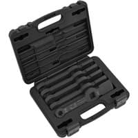 Sealey CV212 5 piece Brake Caliper Slogging Wrench Set in black molded case with handle and secure clasps.