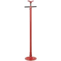 Red Sealey ES750 exhaust support stand with adjustable height, T-shaped handle, and round base.