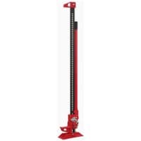 Red Sealey FJ60 farm jack with long perforated steel bar and sturdy base, 1500mm height, 2500kg capacity.