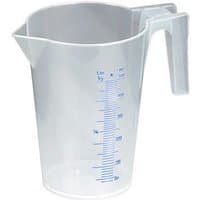 Transparent Sealey measuring jug, 500ml capacity, with blue metric and imperial markings and a sturdy handle.