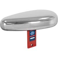 Tank-shaped metal dolly with polished silver finish and red handle, labeled for bodywork metal forming by Sealey.
