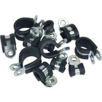 Sealey P-Clip assortment, rubber lined, silver metal clamps, various sizes, pack of 60.