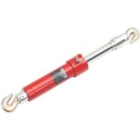 Red Sealey RE91/10 Pull Ram Kit with silver hydraulic cylinder and dual hooks, 10-tonne capacity.