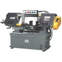 Sealey SM353CE bandsaw with grey base, yellow motor cover, control panel, and hydraulic arm.