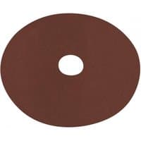 Brown circular fibre-backed sanding disc with central hole, 125mm diameter, 120 grit, pack of 25 by Sealey.