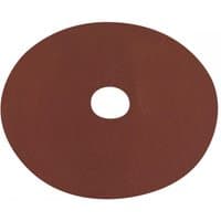 Brown circular fibre-backed sanding disc with a central hole, 125mm diameter, 80 grit, pack of 25 by Sealey.