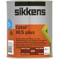 Sikkens Cetol HLS Plus woodstain in a gray can with orange label, 1L size, featuring a blue DEC 2010 mark.